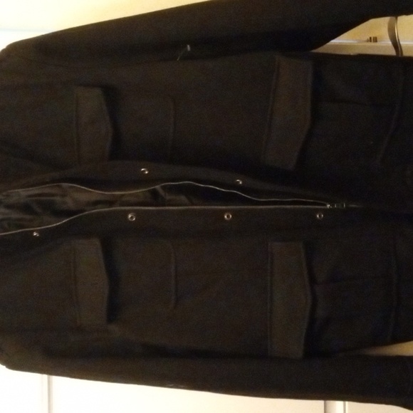 Black Merona 3/4 Length Mens XL pea coat - Picture 2 of 6